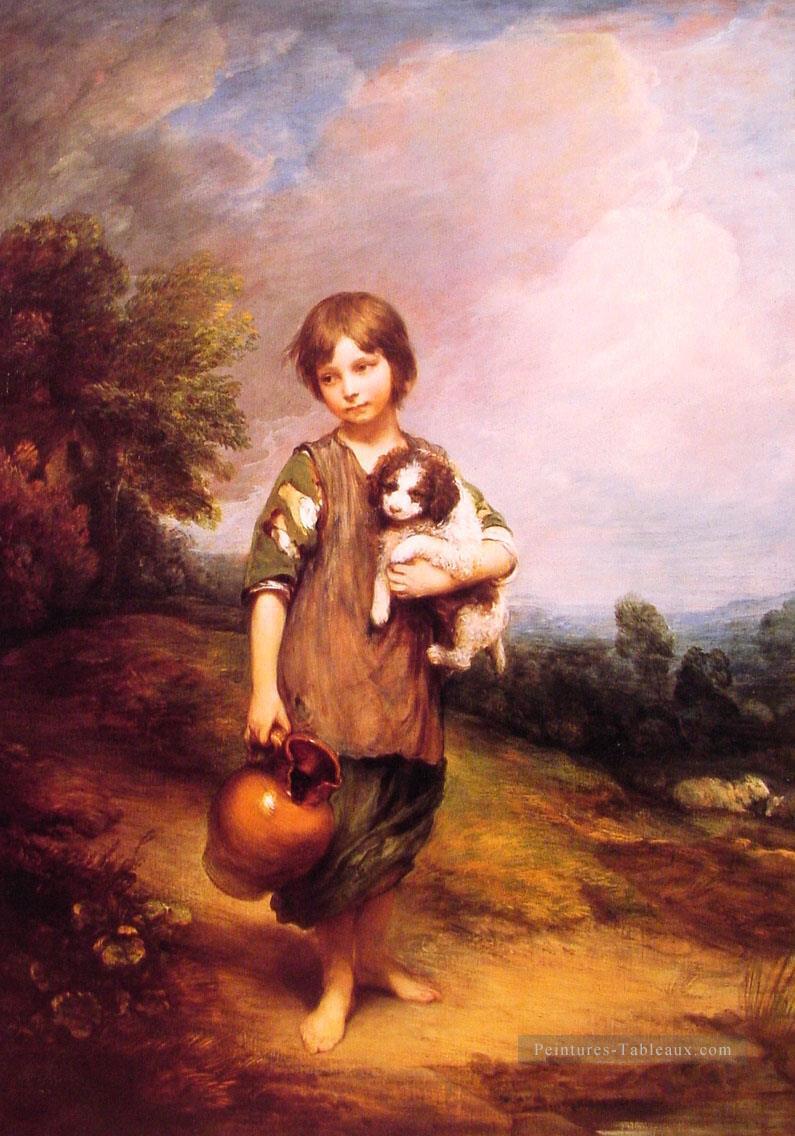 Cottage Girl avec Chien et Pitcher portrait Thomas Gainsborough Peintures à l'huile